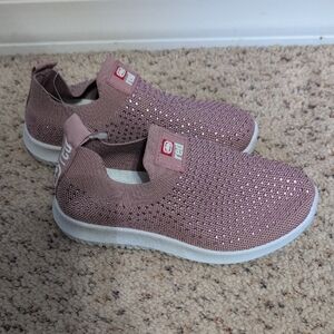 Echo RED Pink With Jewels Kids Slip-On Sneakers Size 10